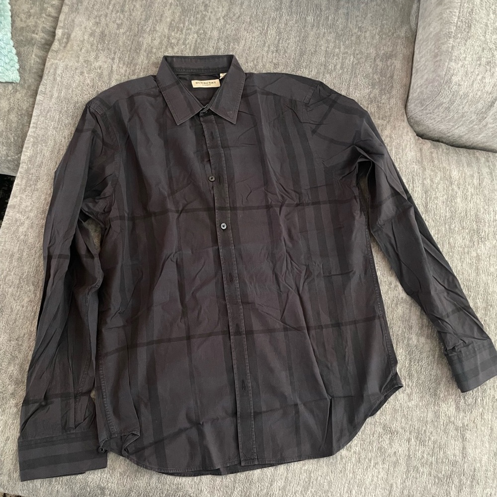 Burberry Charcoal Plaid Long Sleeve Shirt
